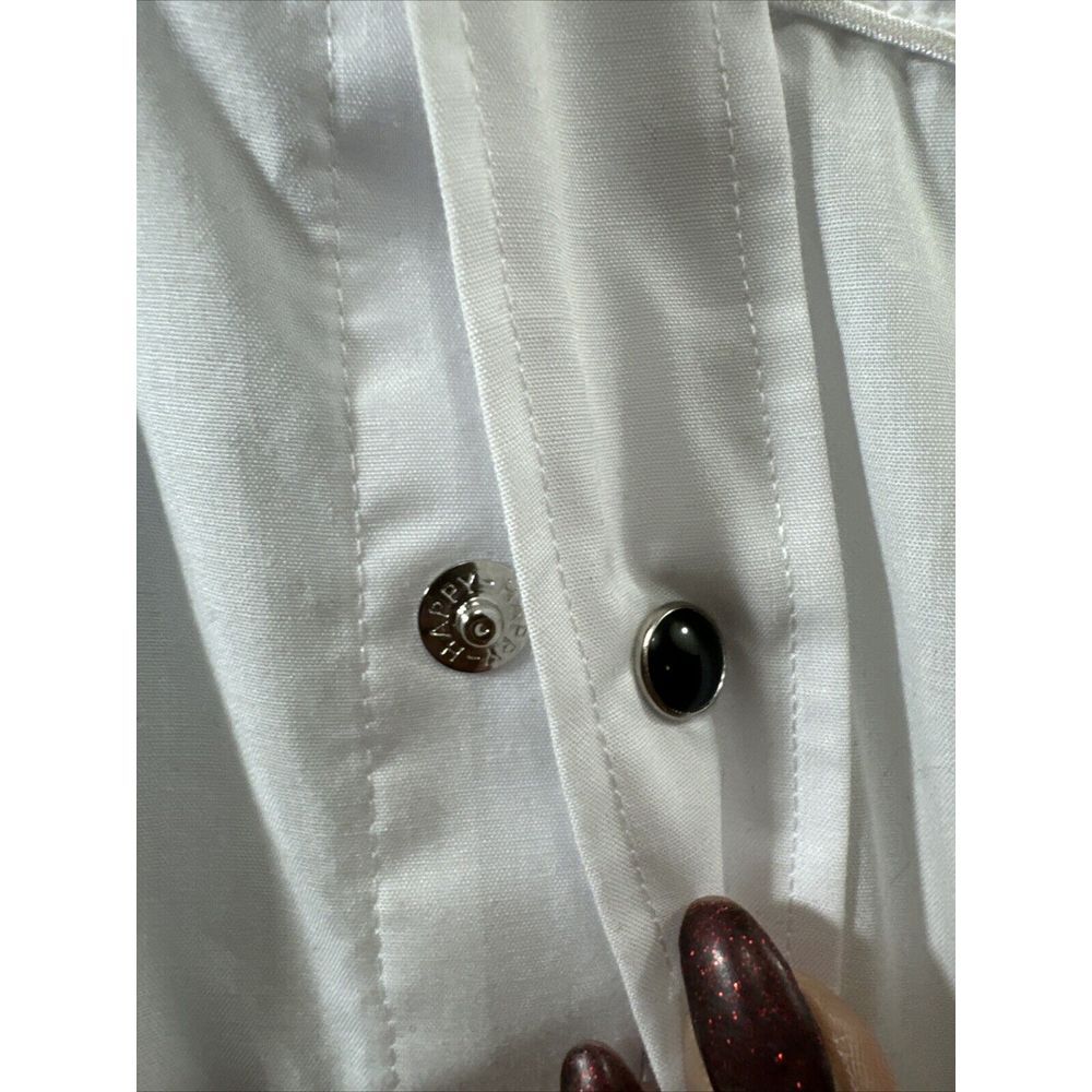 White Horse Men Medium Western Shirt Cowboy Cut‎ Horse Embroidery Rockabilly - Picture 8 of 13